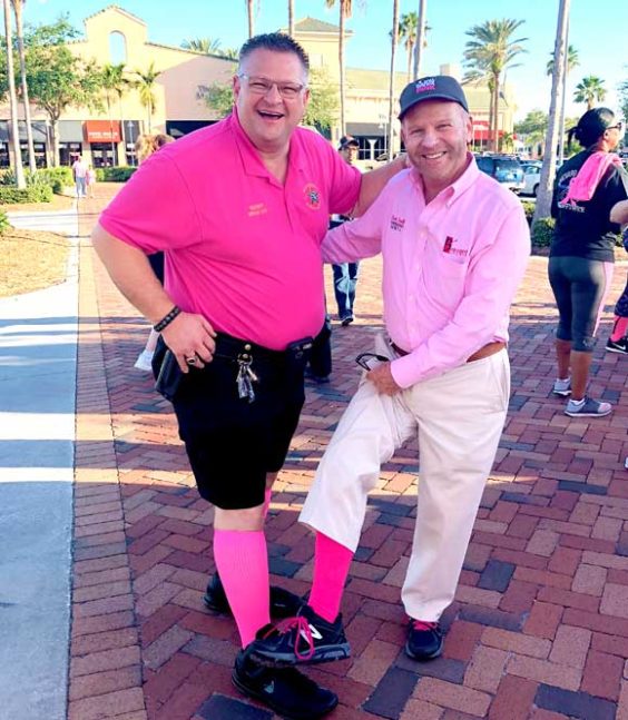 Making Strides Event - Sherriff Ivey and Curt Smith showing their Pink Socks - Viera FL