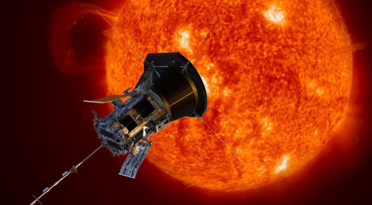 Rendering of Parker Solar Probe spacecraft approaching the sun. Image credit: NASA/Johns Hopskins APL/Steve Gribben