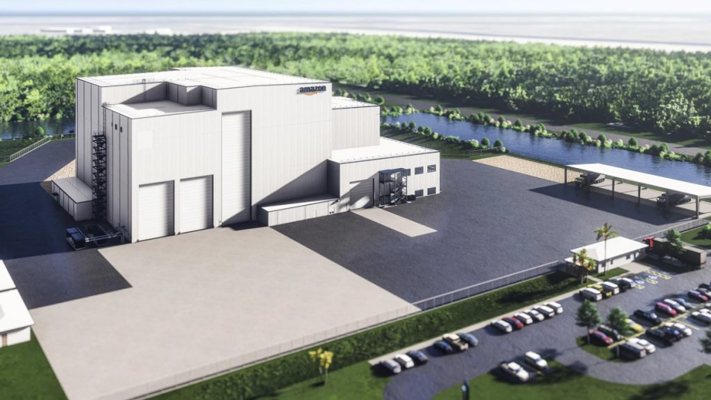 July 21, 2023 - Amazon announced today that it will be constructing a satellite processing facility in Exploration Park at Kennedy Space Center.