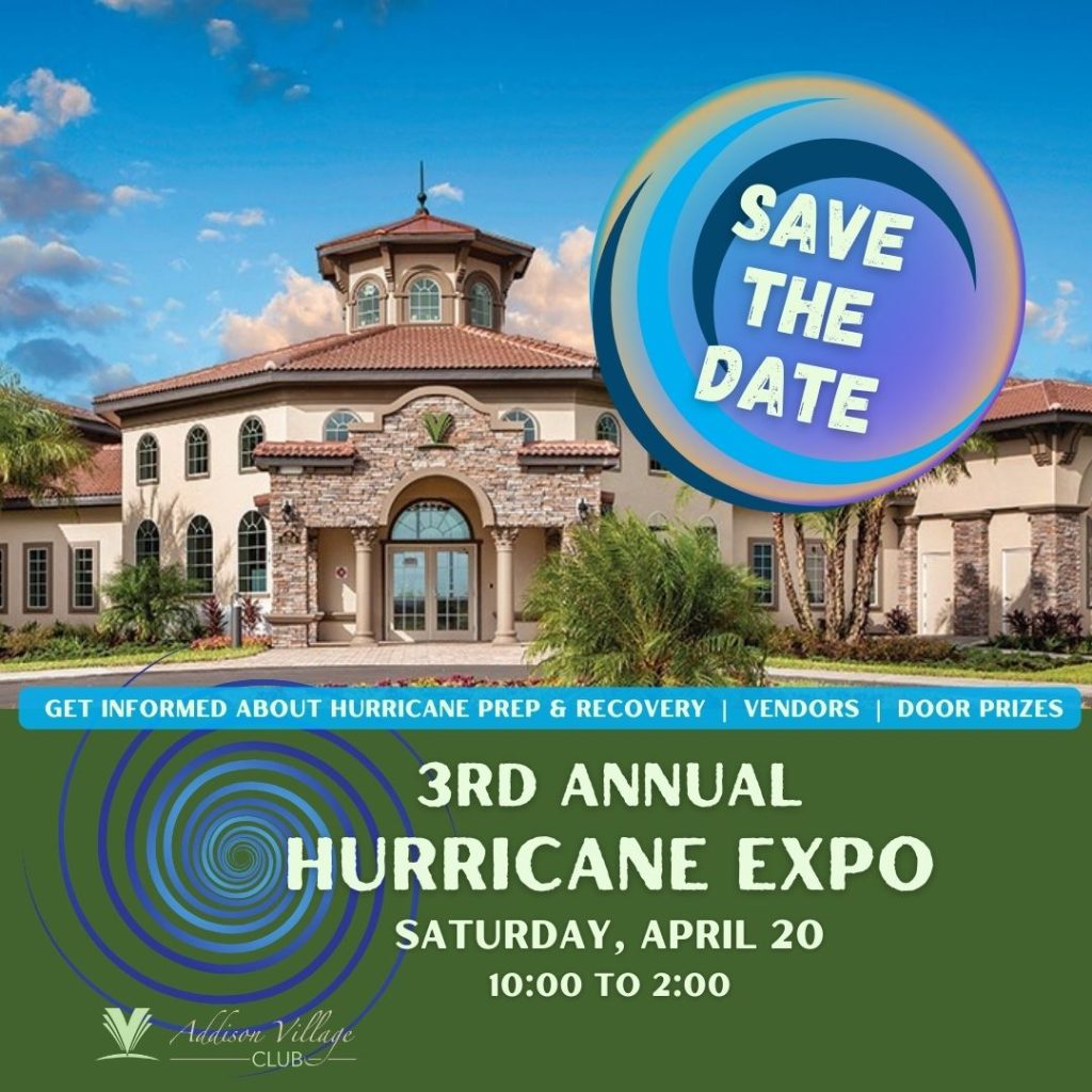 Hurricane Expo Saturday April 20 10am to 2pm at the Addison Village Club