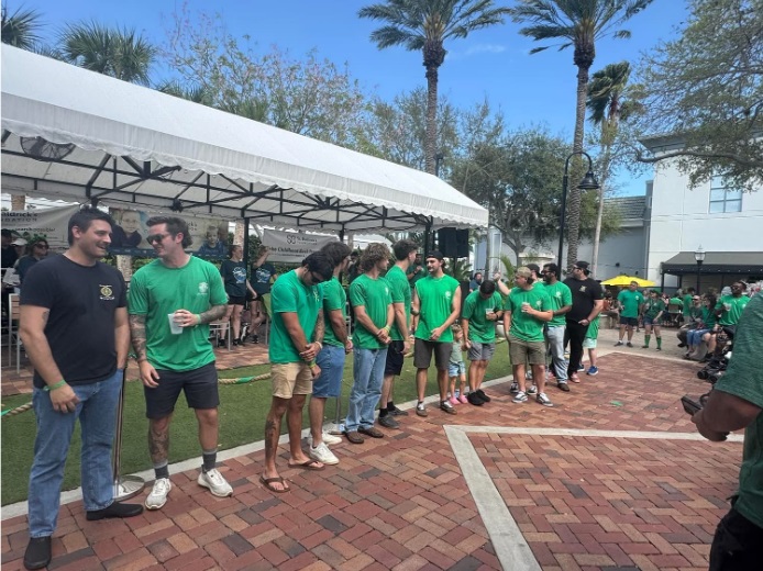 Standing in line for head shaving