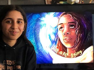 Camilia Garcia with her art