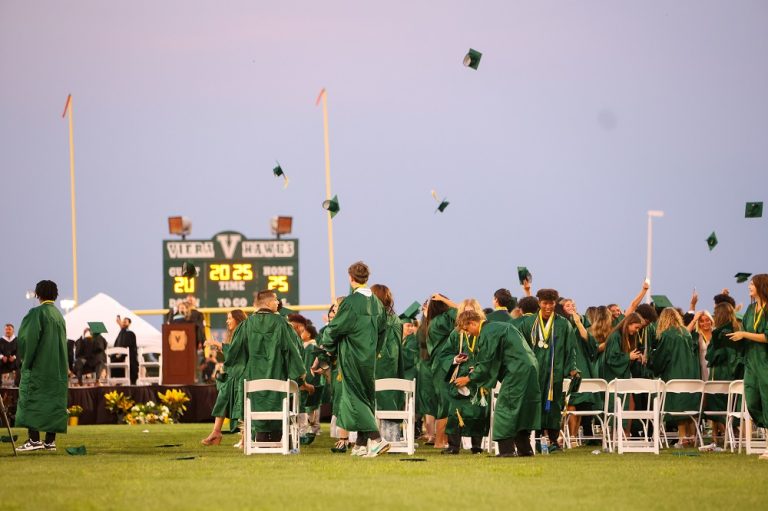 VHS Grads tossing caps
